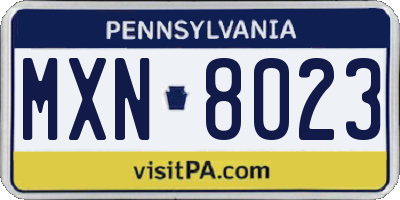 PA license plate MXN8023
