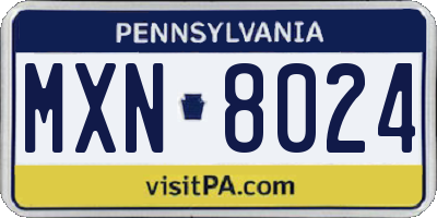 PA license plate MXN8024