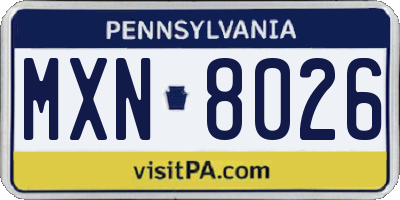PA license plate MXN8026