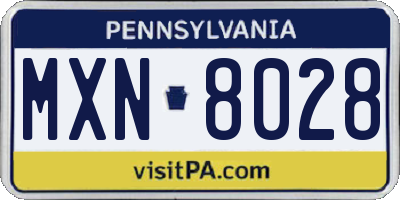 PA license plate MXN8028