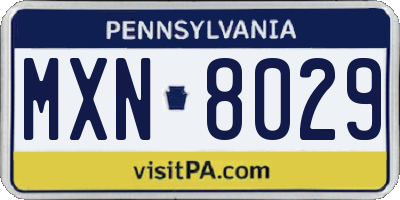 PA license plate MXN8029