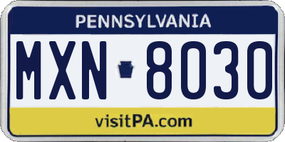 PA license plate MXN8030
