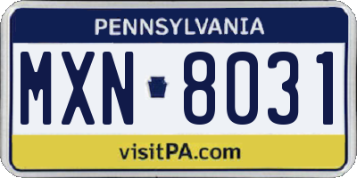 PA license plate MXN8031