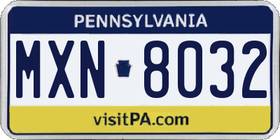 PA license plate MXN8032