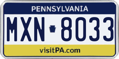 PA license plate MXN8033