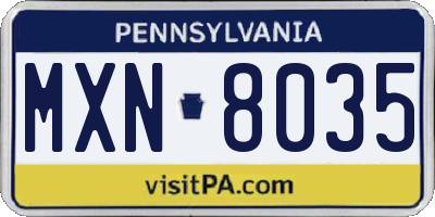 PA license plate MXN8035