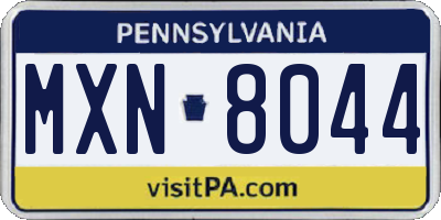 PA license plate MXN8044