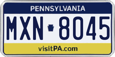 PA license plate MXN8045