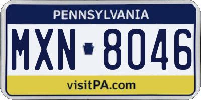PA license plate MXN8046
