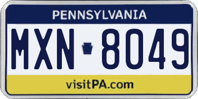 PA license plate MXN8049