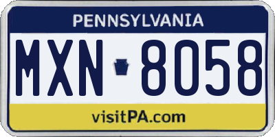 PA license plate MXN8058