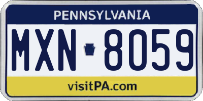 PA license plate MXN8059