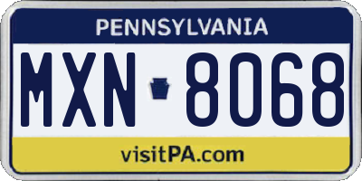 PA license plate MXN8068
