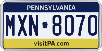 PA license plate MXN8070