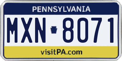 PA license plate MXN8071