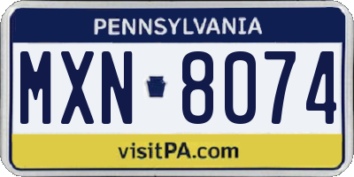 PA license plate MXN8074