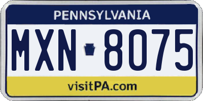 PA license plate MXN8075