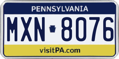 PA license plate MXN8076
