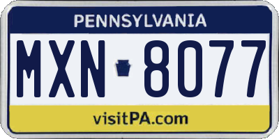 PA license plate MXN8077