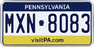 PA license plate MXN8083