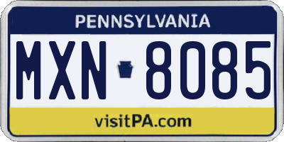 PA license plate MXN8085