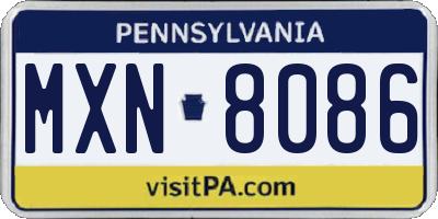 PA license plate MXN8086
