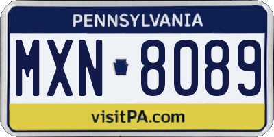 PA license plate MXN8089