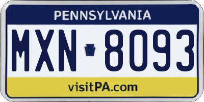 PA license plate MXN8093