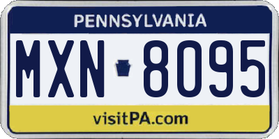 PA license plate MXN8095