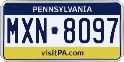 PA license plate MXN8097