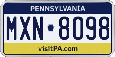 PA license plate MXN8098