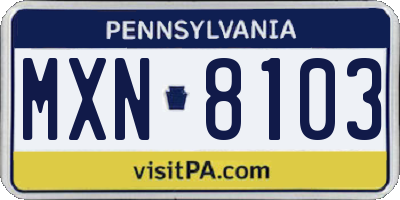 PA license plate MXN8103