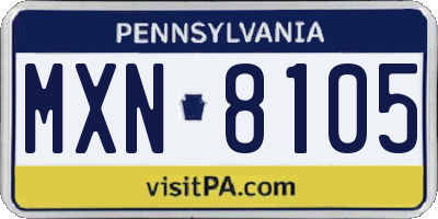 PA license plate MXN8105