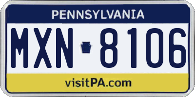 PA license plate MXN8106