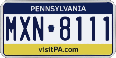 PA license plate MXN8111