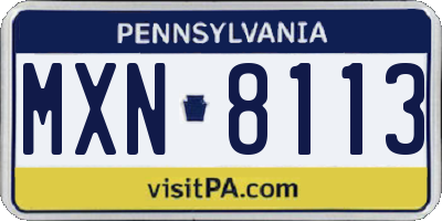 PA license plate MXN8113