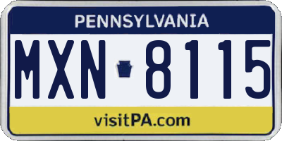 PA license plate MXN8115