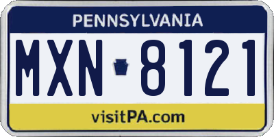 PA license plate MXN8121
