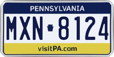 PA license plate MXN8124