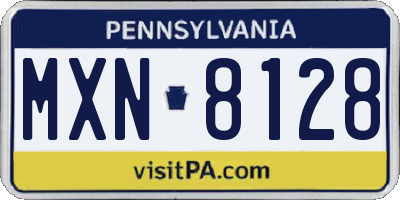 PA license plate MXN8128