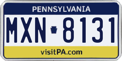 PA license plate MXN8131