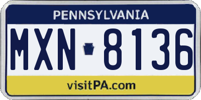 PA license plate MXN8136