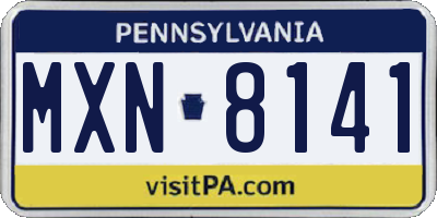 PA license plate MXN8141