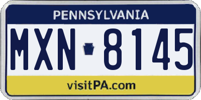 PA license plate MXN8145