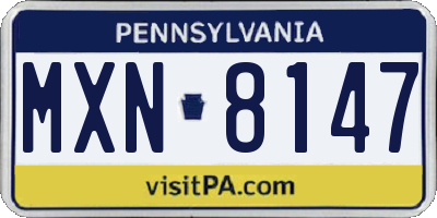 PA license plate MXN8147
