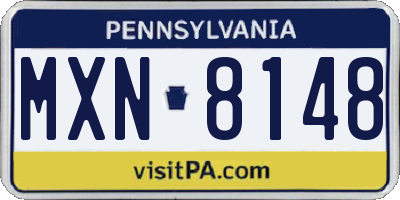 PA license plate MXN8148