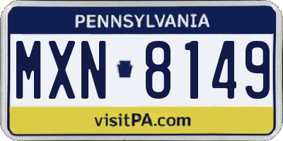 PA license plate MXN8149