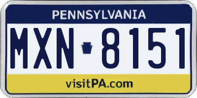 PA license plate MXN8151