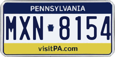 PA license plate MXN8154