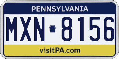 PA license plate MXN8156